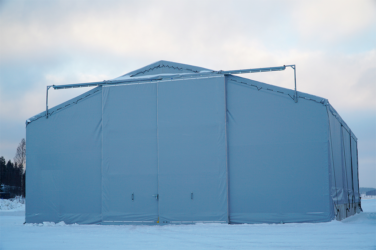 A hall made of PVC coated fabric.